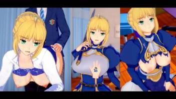 [Eroge Koikatsu! ] FGO (Fate) Altria Pendragon (Saber) rubs her boobs H! 3DCG Big Breasts Anime Video (FGO) [Hentai Game Fate / Grand Order]